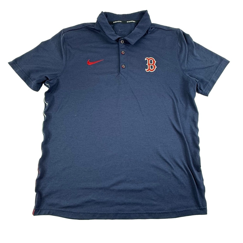 Nike Baseball Dri-Fit Performance Polo Boston Red Sox Navy Blue Mens Medium